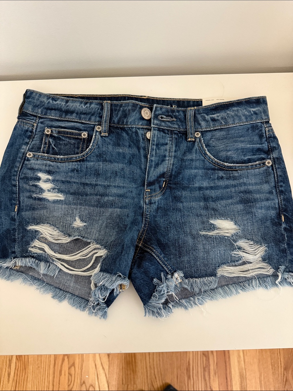 American Eagle Outfitters Distressed Blue Denim Cutoff Shorts